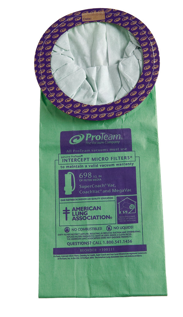10 pack of 100331 Genuine ProTeam 10 Quart Paper Vacuum Bags for ProTeam Mega Vac, Super Coach, Coach Vac, Backpack Vacuums
