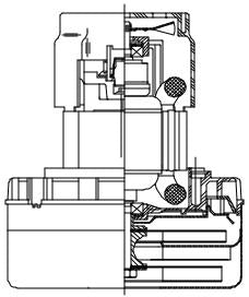 116296-00  Ametek motor, Lamb 5.7", 240 Volt, 2 Stage, Ball Bearing