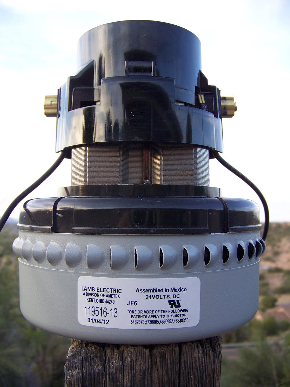 119516-13 Ametek vacuum motor-Lamb 2 Stage, 24 Volt, 5.7" Diameter, Bypass, Lighthouse brand also available Higher performance spec's same warranty!