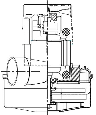 119633-07 Ametek vacuum motor, Lamb 2 Stage, W/Horn, Vacuflo, Lighthouse brand also available but w/o connector on end of leads
