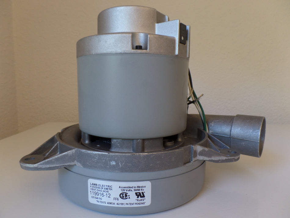 119916-12 Ametek vacuum motor-Lamb 7.2' 610 Airwatts, 120 Volt, Bypass, W/Horn, Replaces 122031-12