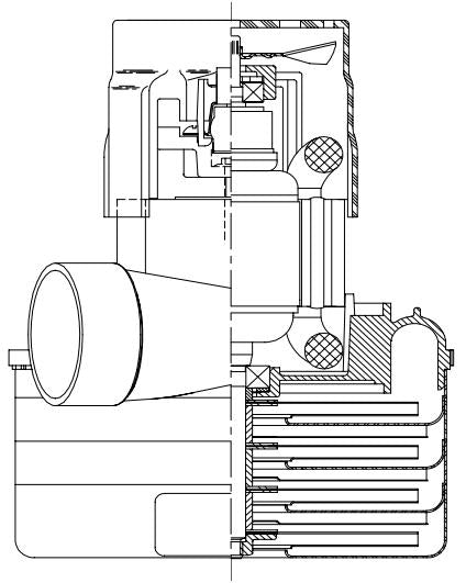 122049-00 * Ametek vacuum motor, Lamb 4 Stage HVLP, 5.7 Diam, Ball Bearing