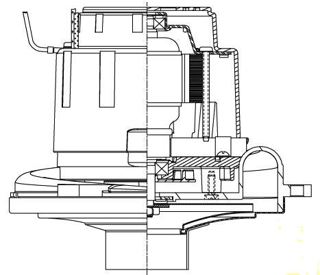 122225-29 Ametek vacuum motor 6.6" 12v, 1 stag, use 122588-17