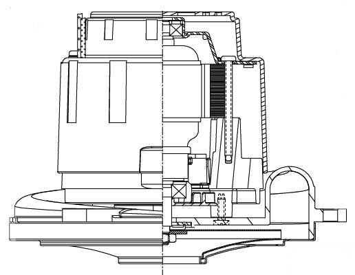 122230-00 Ametek vacuum motor 6.6" 12v, 1 stage, use 122636-00