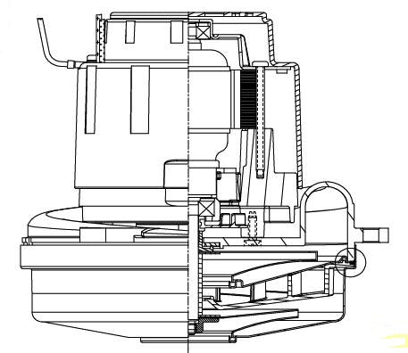 122233-00 Ametek vacuum motor, Titan TCS-6602 Central Vac, 2 Stage, 6.6 Diam, 120Volt, same as 122404-07