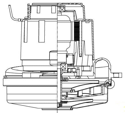 122234-18 Ametek vacuum motor, Lamb 6.6', 120V, 2 Stage, Tapered Fan
