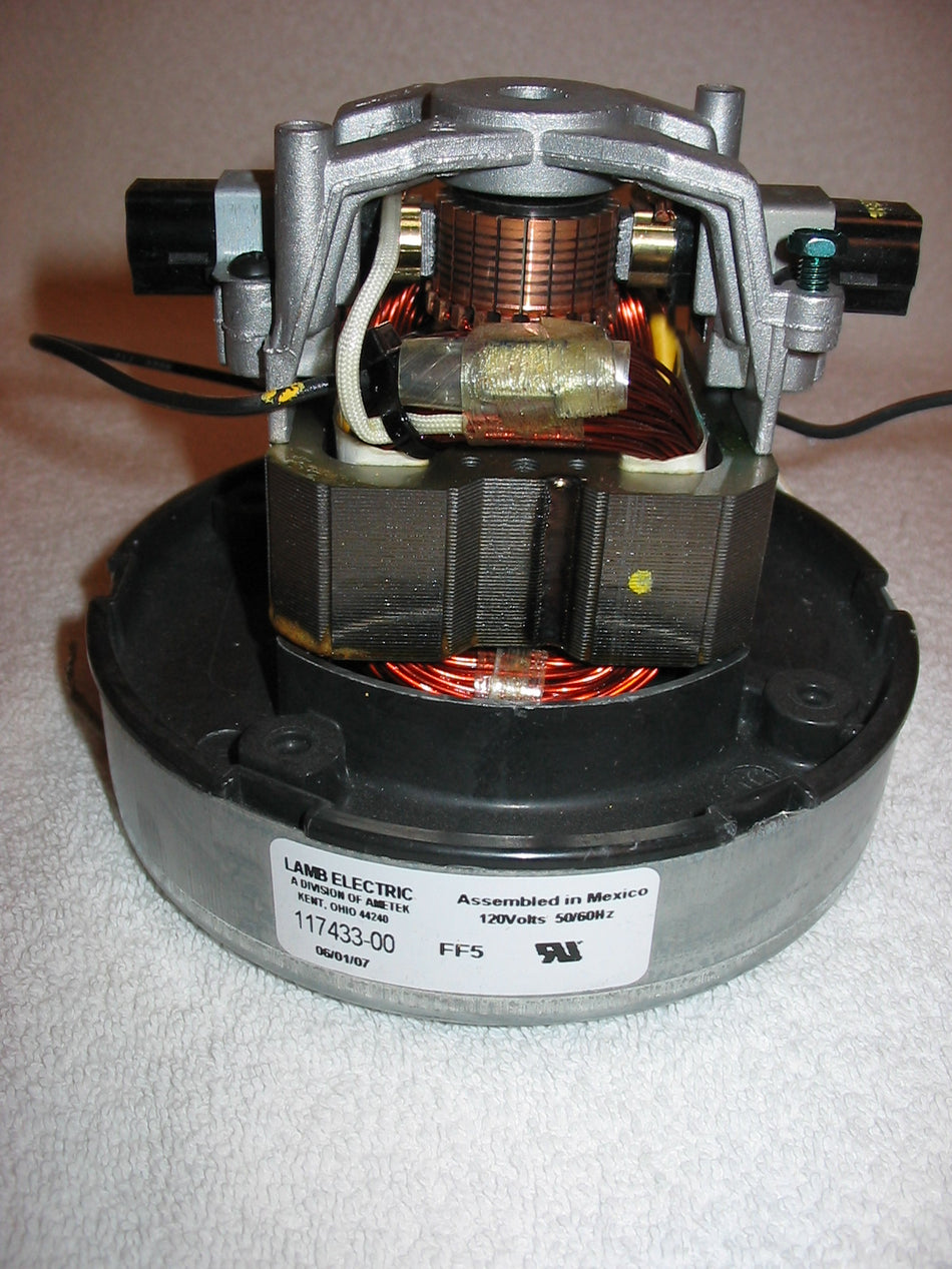 117433-00  Ametek motor, Lamb 5.7, 120 Volt, Thruflo; great replacement for 117489-00 Kenmore Ametek motor.  Used in Mercury Tube Bank Systems.